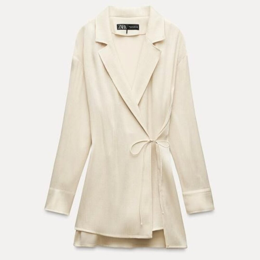 Satin Wrap Blazer-Blouse